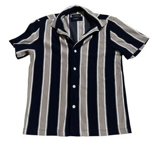 Porter & Ash‎ Mens Jacquard Stripe Short Sleeve Button Down Shirt - Medium